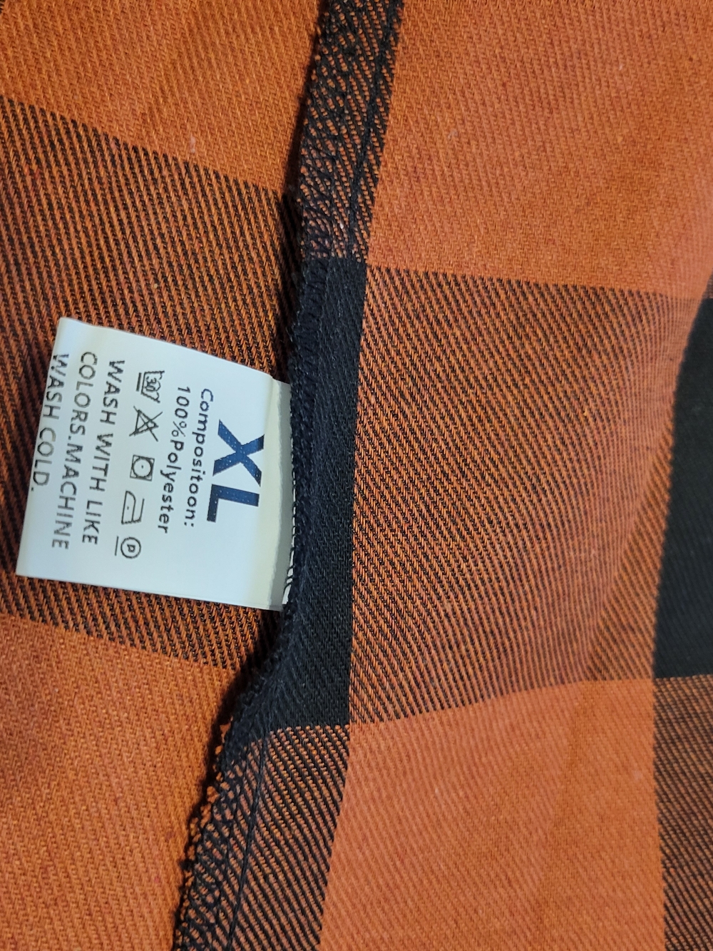 Women Rust Orange and Black Plaid Button-Down Long Shirt Size XL - Picture 4 of 4